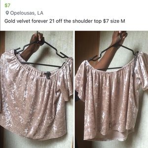 Off the shoulder velvet top